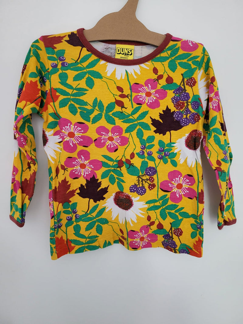 Duns - Long Sleeve Top - Autumn Flowers - Yellow - Size 92