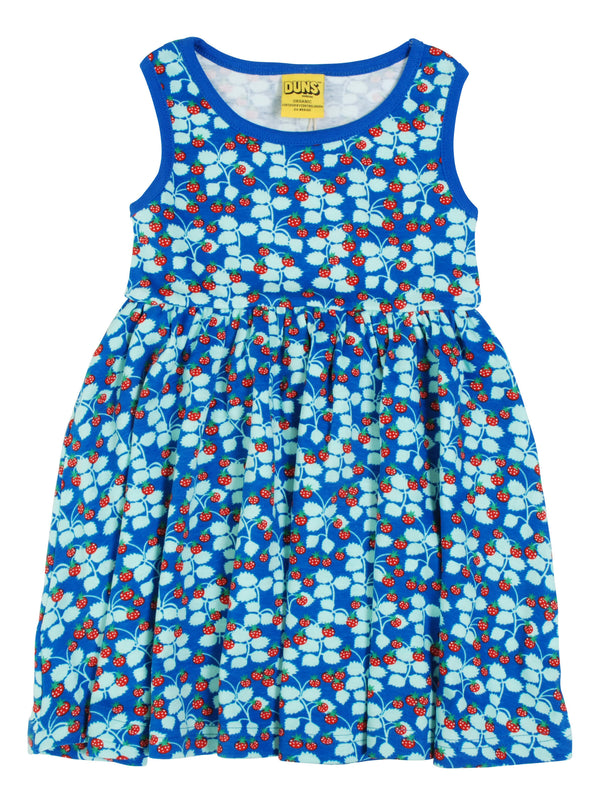 Sleeveless Dress with Gather Skirt - Wild Strawberries - Blue