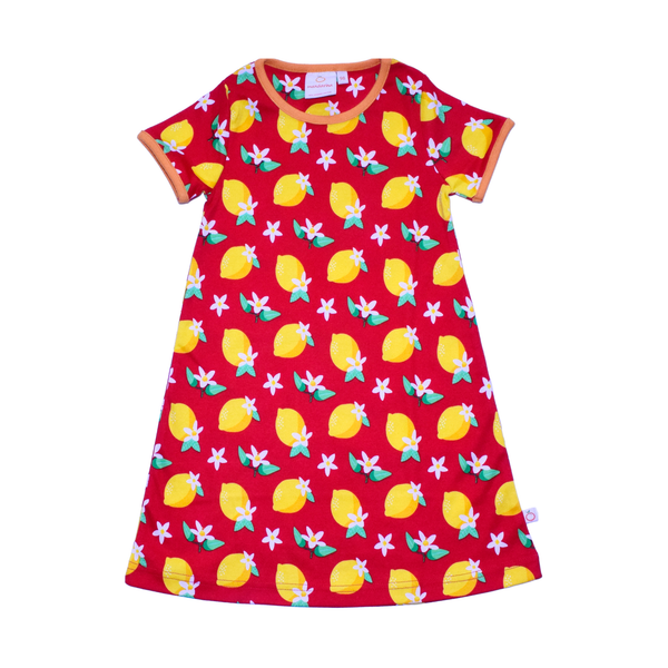 A-Line Dress - Lemon Blossom - Flame Scarlet