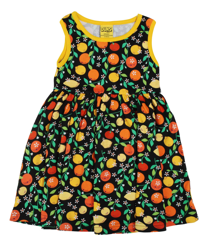 Sleeveless Dress with Gather Skirt - Citrus - Black