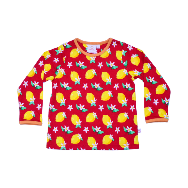 Long Sleeve T-Shirt - Lemon Blossom - Flame Scarlet