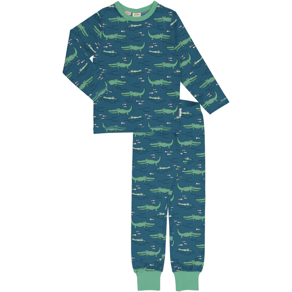 Long Sleeve Pyjama Set - Crocodile Water