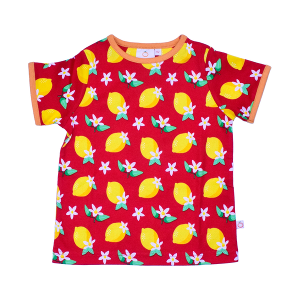 T-Shirt - Lemon Blossom - Flame Scarlet