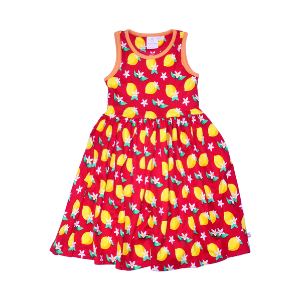 Twirly Dress - Lemon Blossom - Flame Scarlet