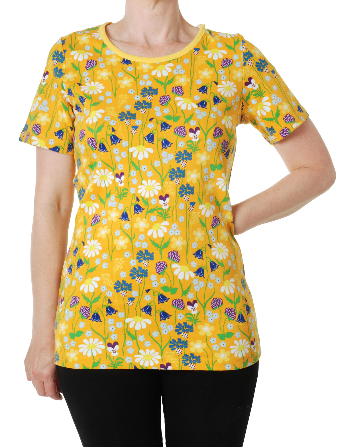Adult Short Sleeve Top - Midsummer Flowers - Yellow